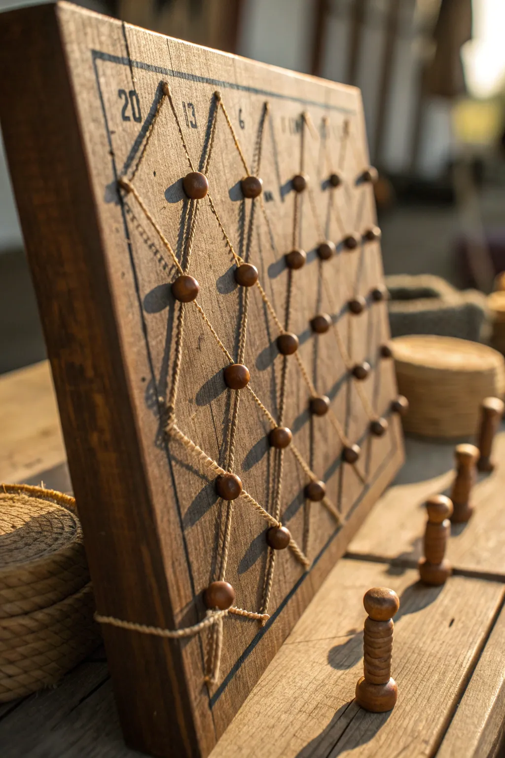 Elevate your game with a handcrafted peg and string scoreboard that combines functionality with rustic charm.