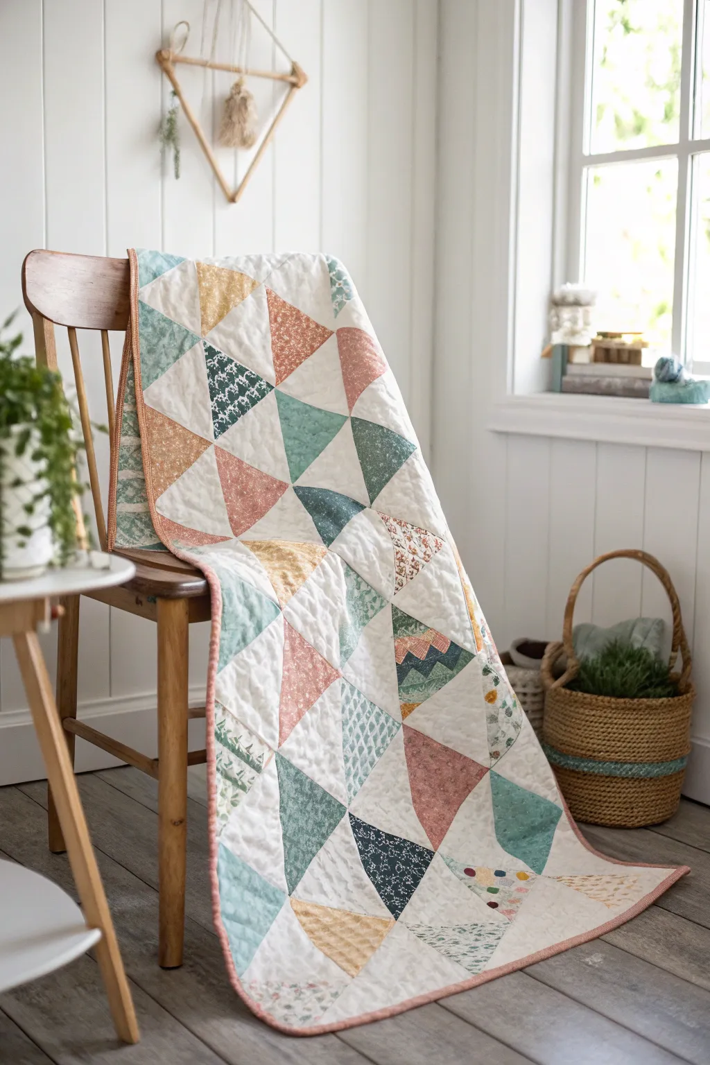 Geometric Gems: A minimalist quilt that brings warmth and artistry to your space.