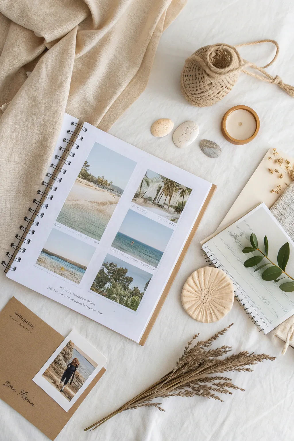 Discover the art of storytelling with a minimalist boho-inspired scrapbook mood board.