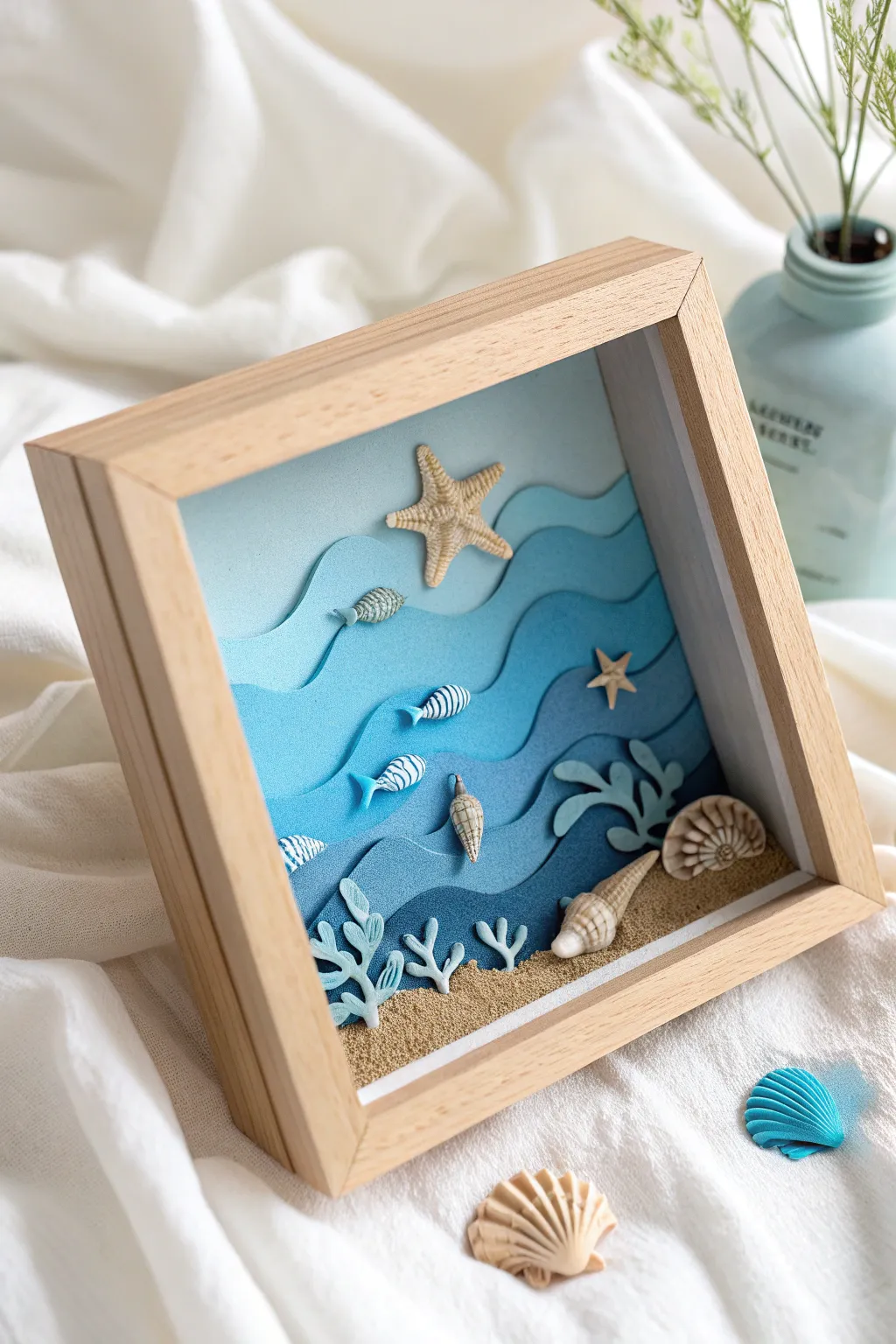 Capture the essence of the sea with this enchanting ocean-themed shadow box project.