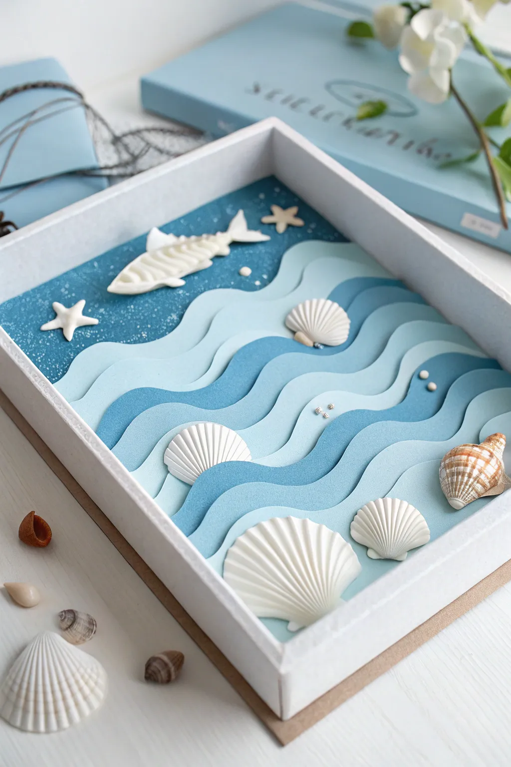 Dive into creativity with this serene ocean diorama—where simplicity meets the enchanting beauty of the sea.