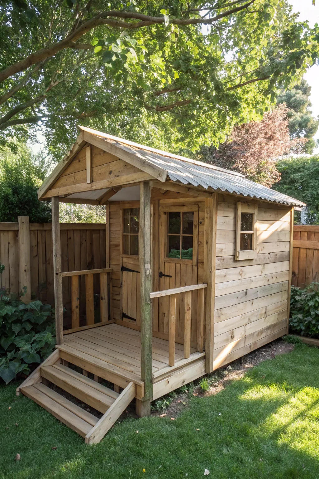 Embrace the simplicity and charm of a handcrafted flat roof playhouse.