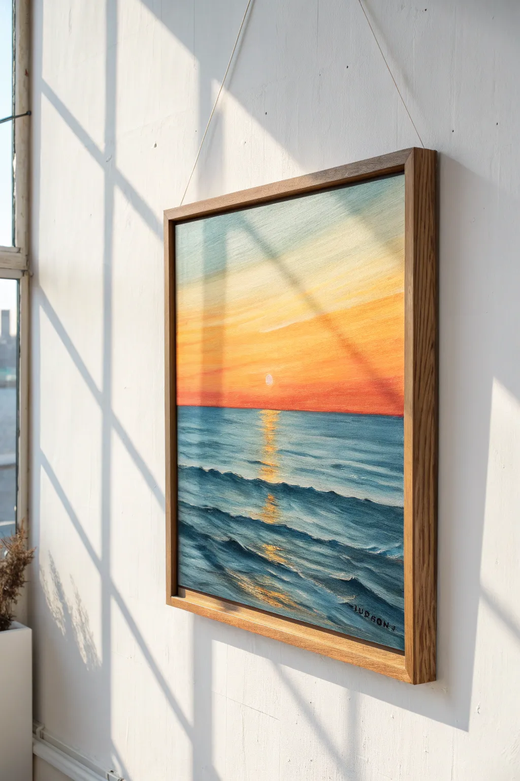 Embrace the serene beauty of a sunrise ocean horizon with minimalist elegance.