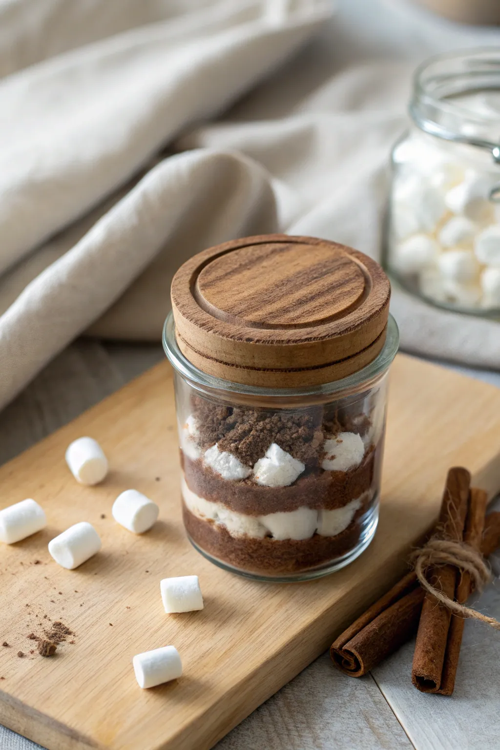 Embrace the warmth of a cozy evening with this charming DIY hot chocolate mix jar—simplicity and delight in every layer.
