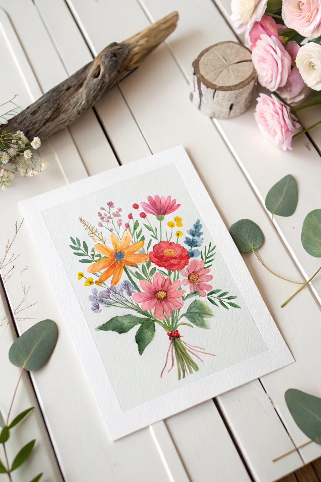 Capture the essence of spring with a petite floral watercolor masterpiece. Let nature's palette inspire your creativity.