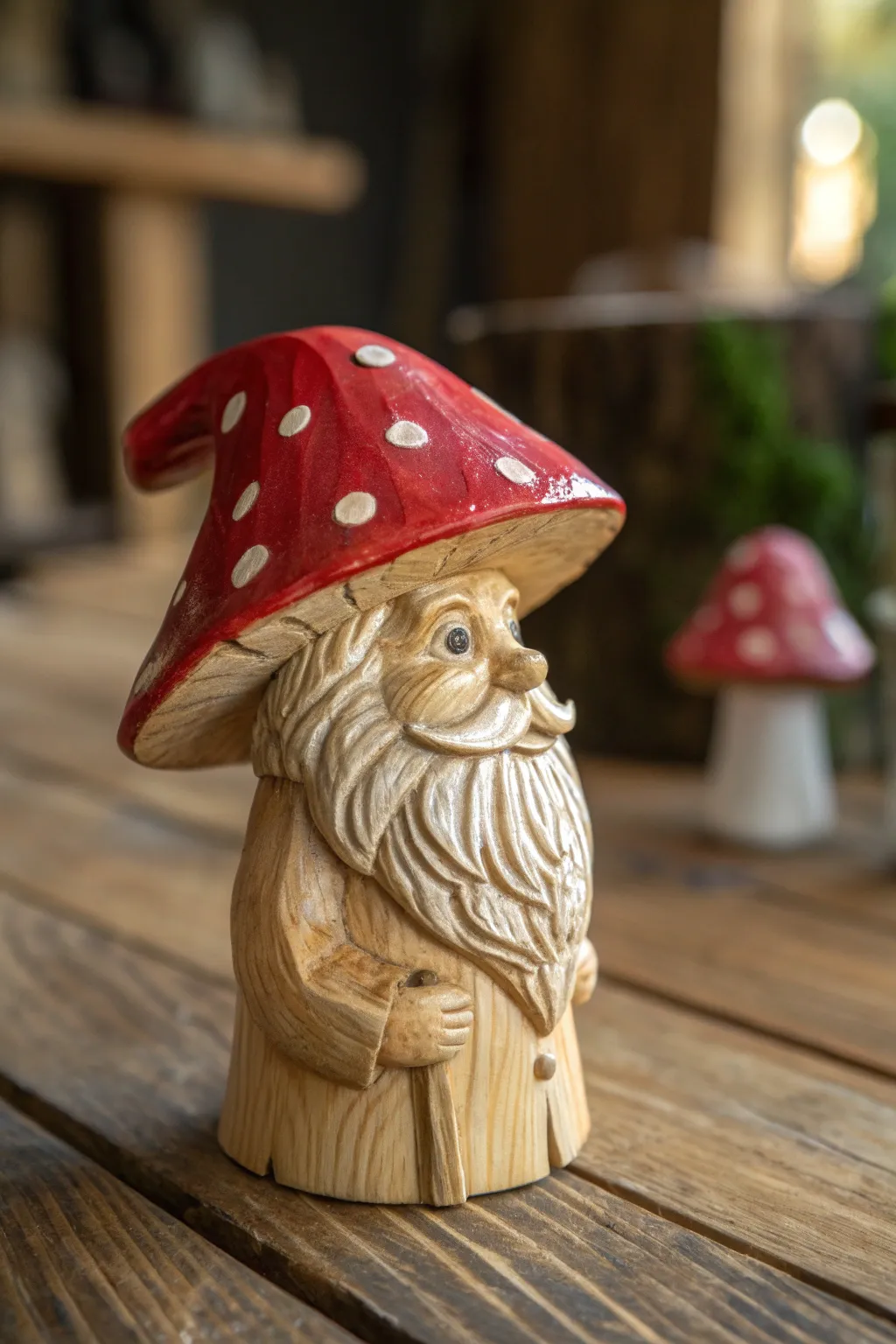 Discover the charm of folklore with this exquisitely crafted wooden gnome, a perfect blend of magic and artistry.