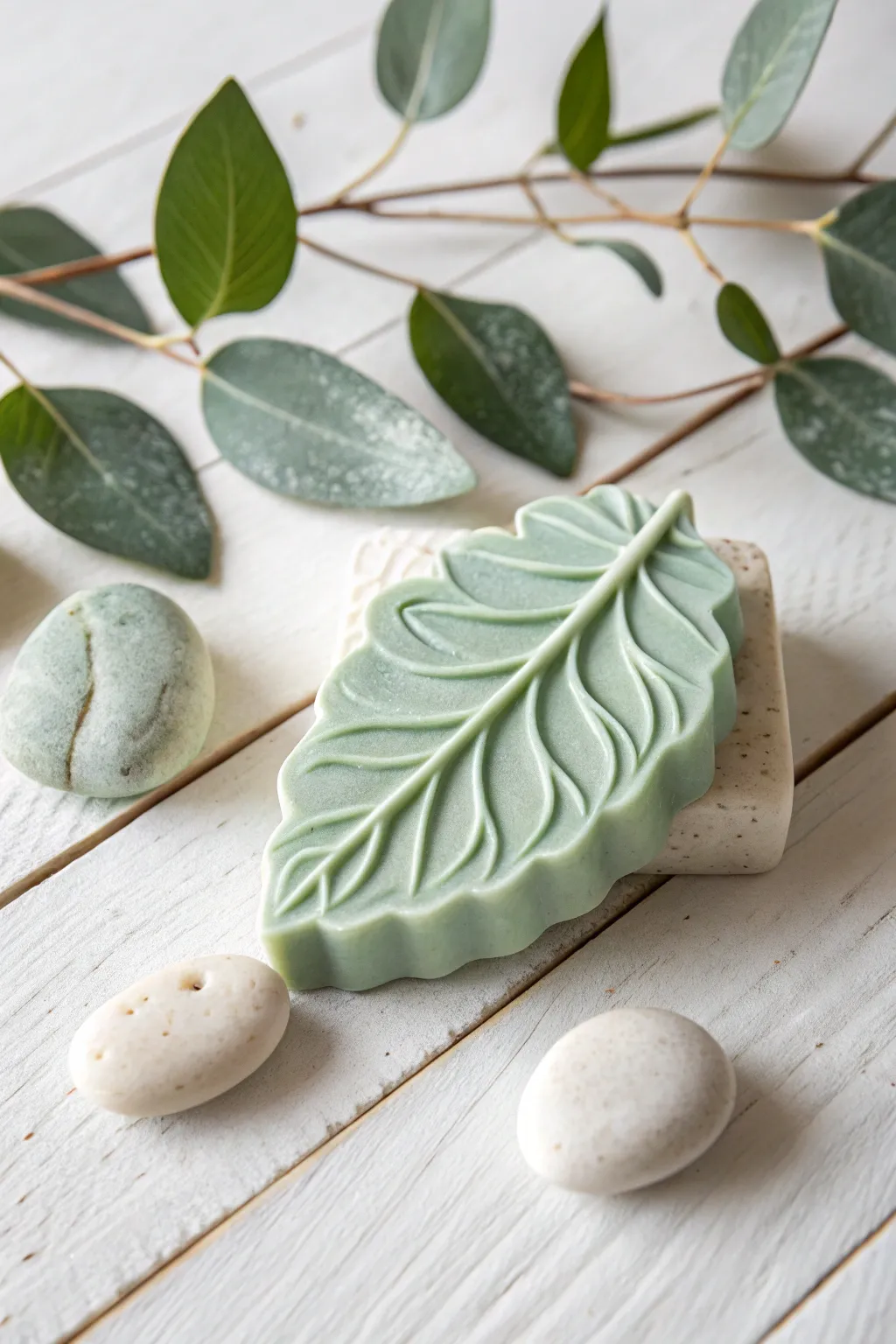 Embrace the beauty of nature with this elegantly carved leaf soap, perfect for adding a touch of serenity to your space.