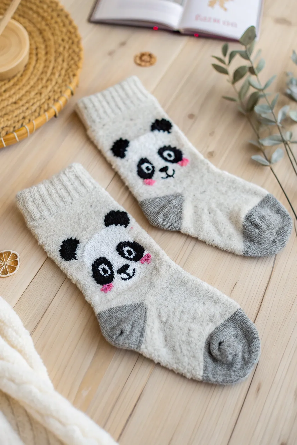 Embrace the charm of handmade with these delightful panda-themed socks, perfect for adding a whimsical touch to your cozy days.