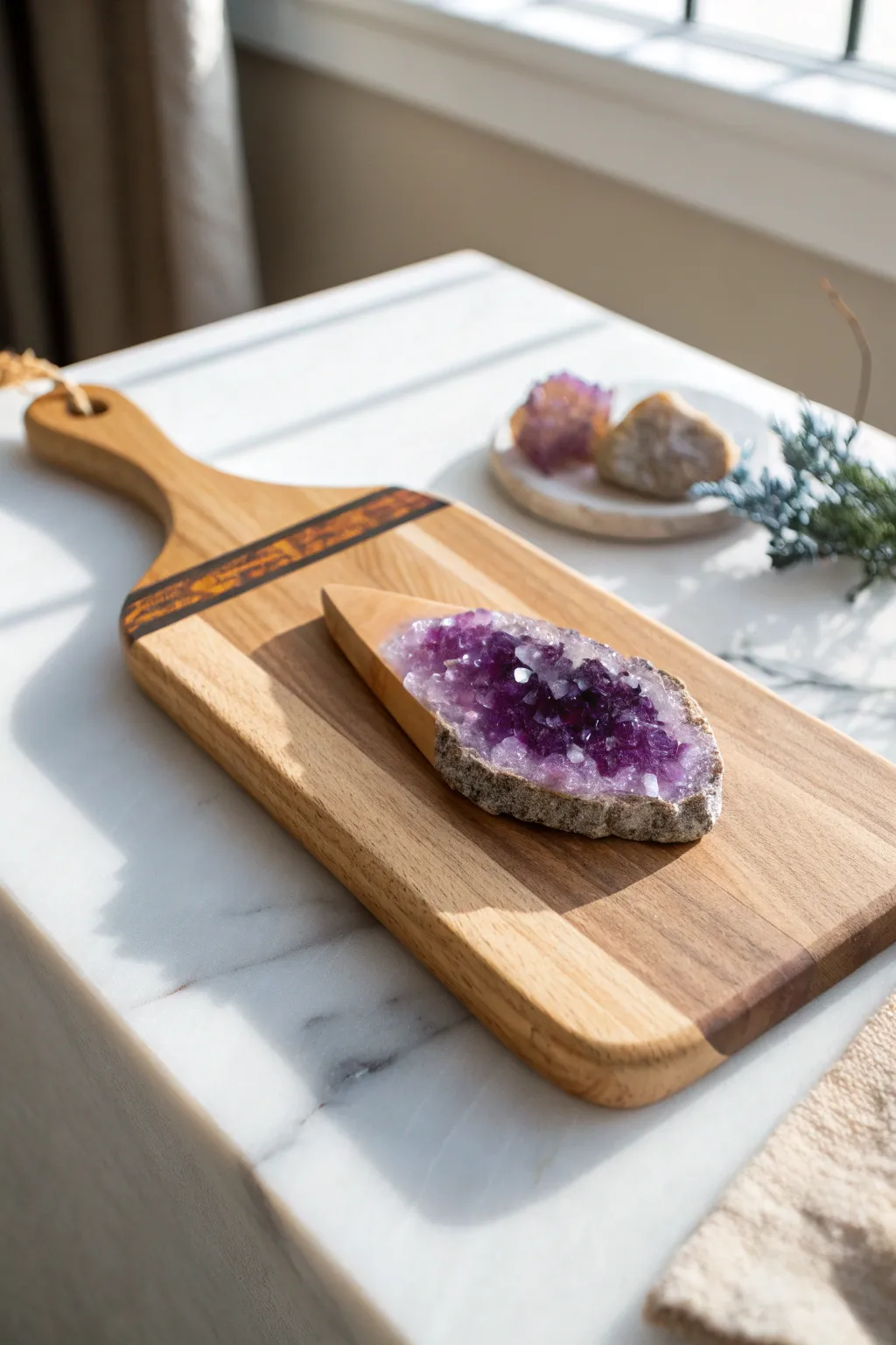 Discover the enchanting allure of Geode Glam with this stunning amethyst-adorned sorority paddle.