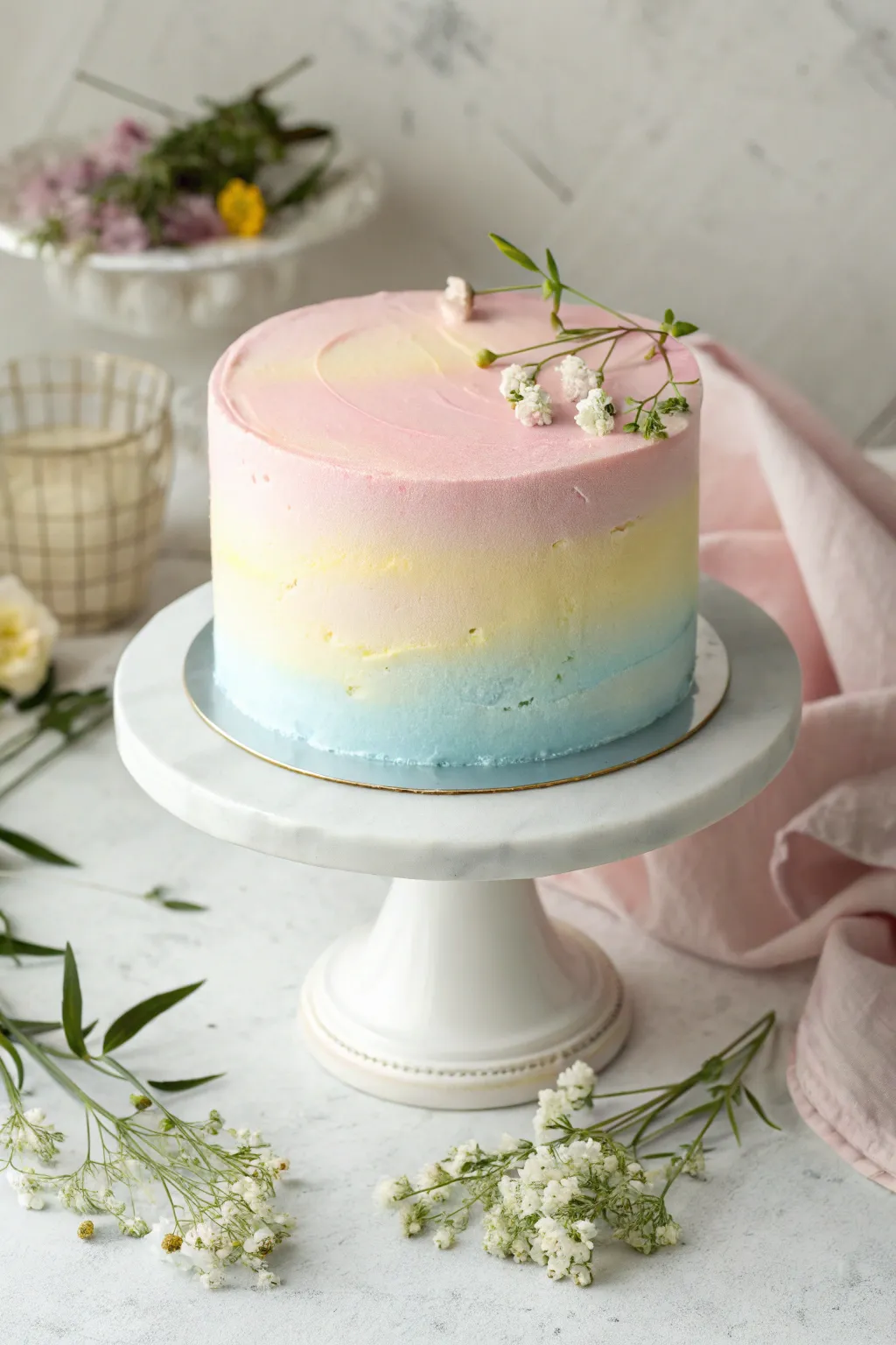 Embrace the charm of spring with a pastel rainbow cake that delights your senses.