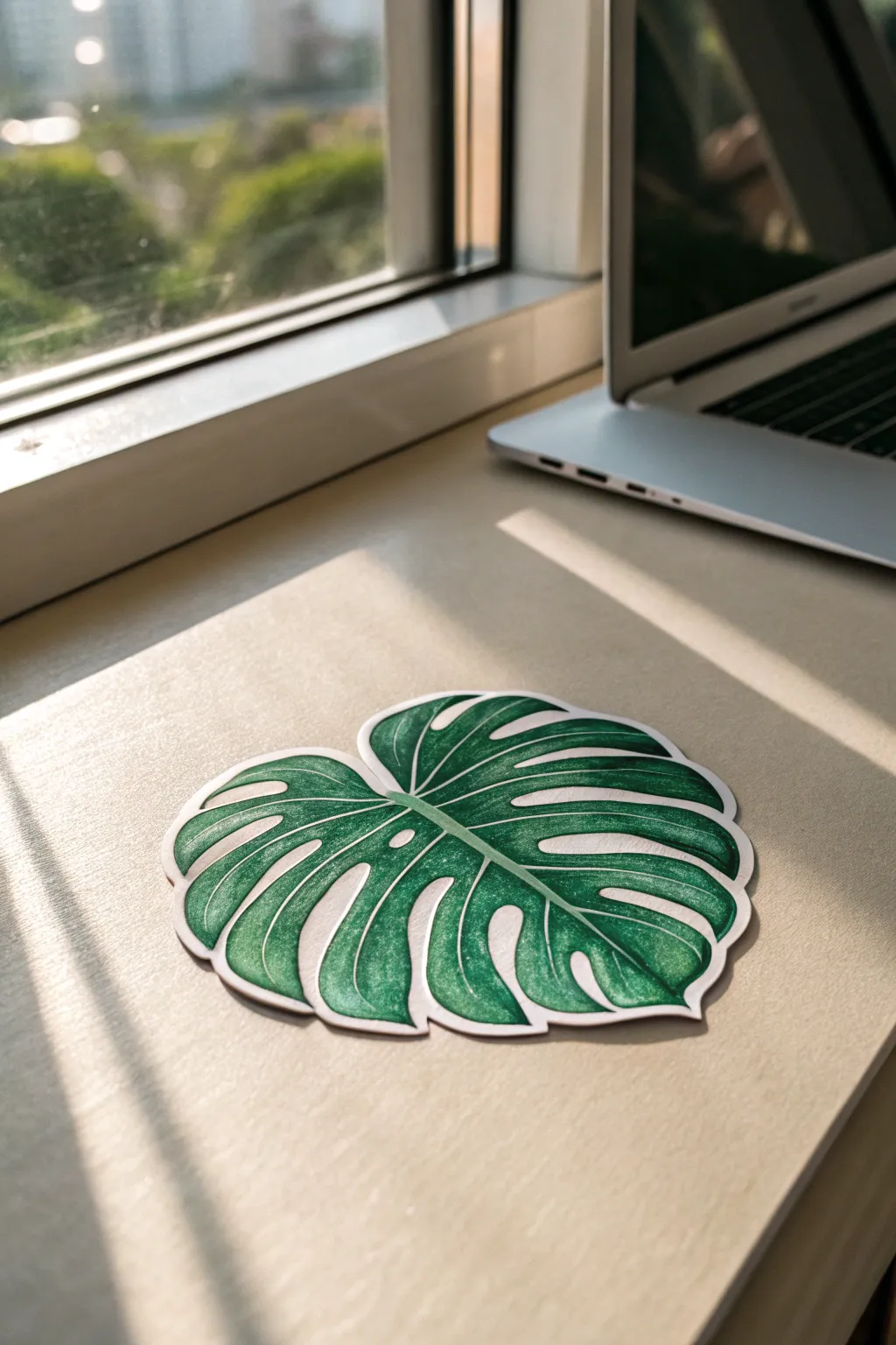 Bring nature's tranquility to your workspace with this stunning monstera leaf sticker.