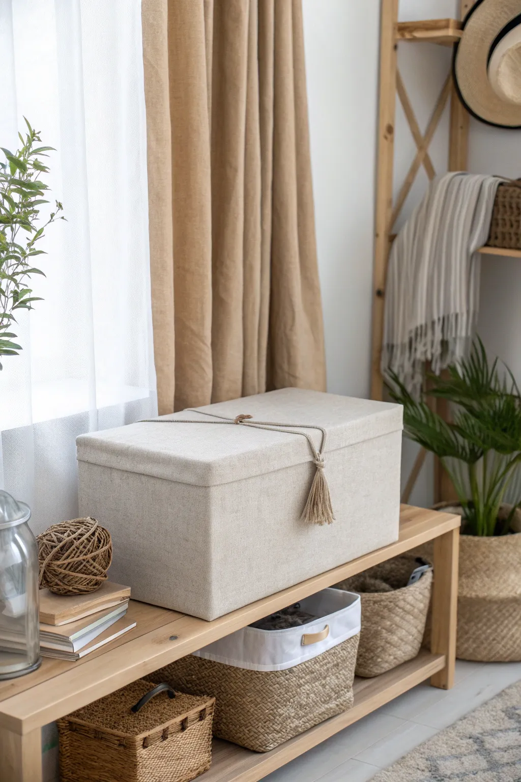 Transform your storage with cozy elegance: Fabric-wrapped boxes for a seamless decor match!