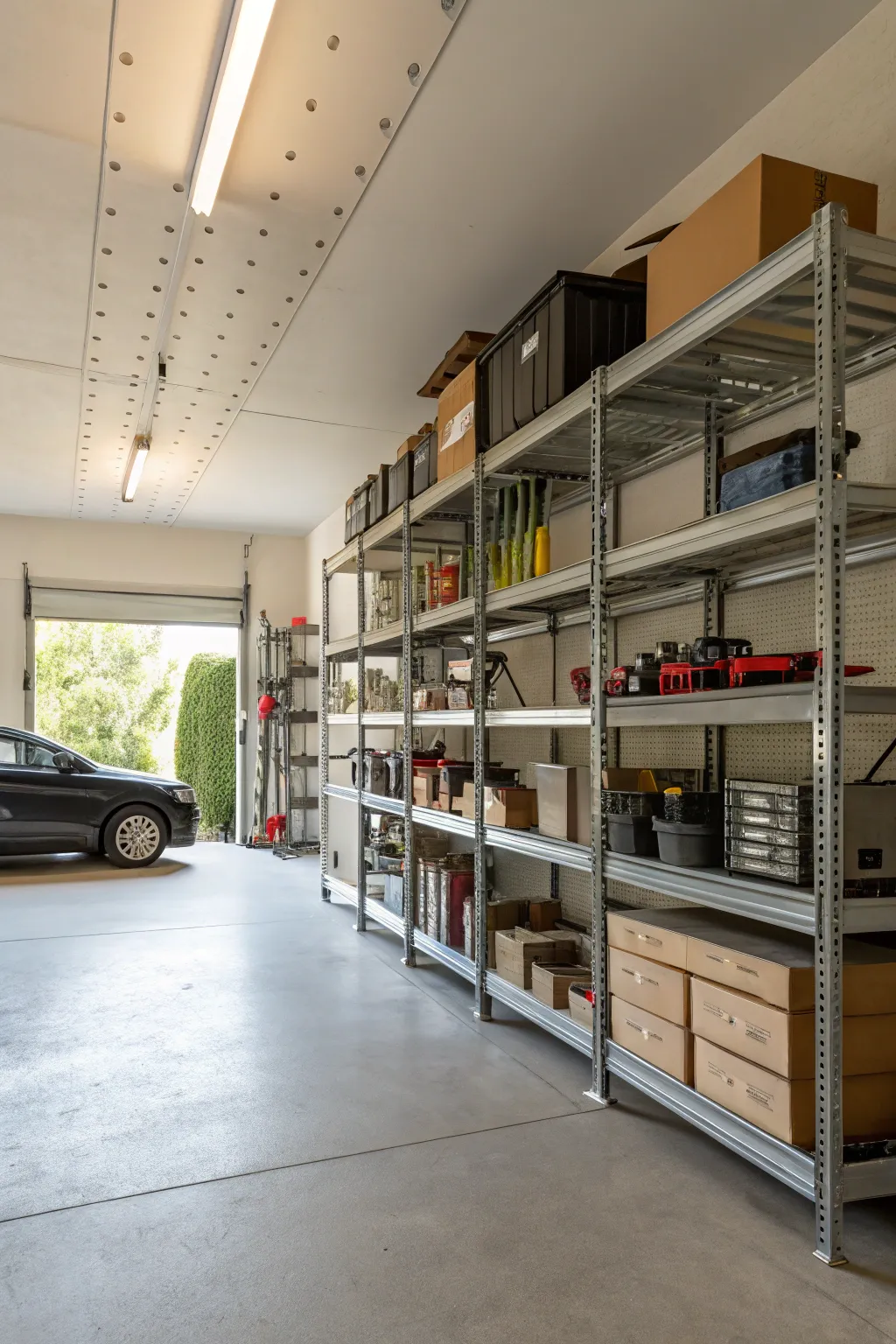 Adjustable shelves offer customizable storage solutions.
