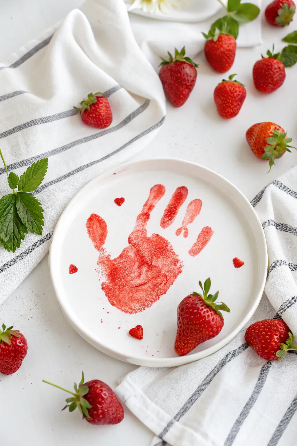 Little hands, big memories: Capture the joy of creativity with handprint strawberry art.