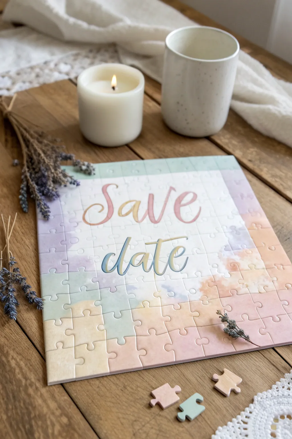 Puzzle your guests with a charming save-the-date surprise!