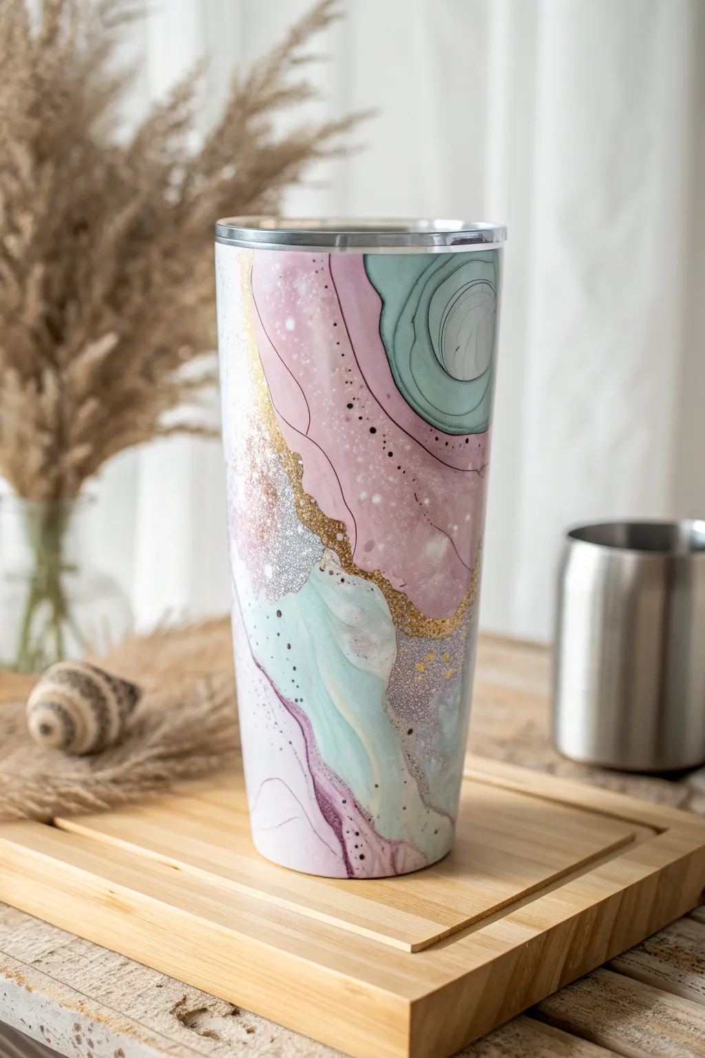 Transform your tumbler into a masterpiece with dreamy abstract art swirls.