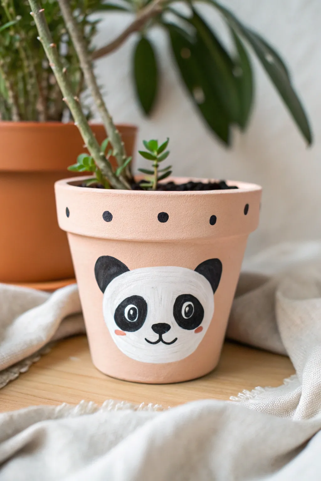 Add a touch of whimsy to your home with this charming panda pot, an ode to simplicity and style.