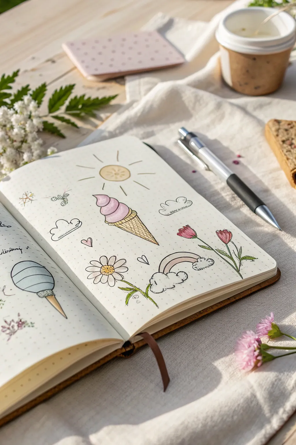 Capture the essence of summer in your journal with delightful doodles that brighten each page. 🌞✏️ #SummerJournals #MinimalistBoho