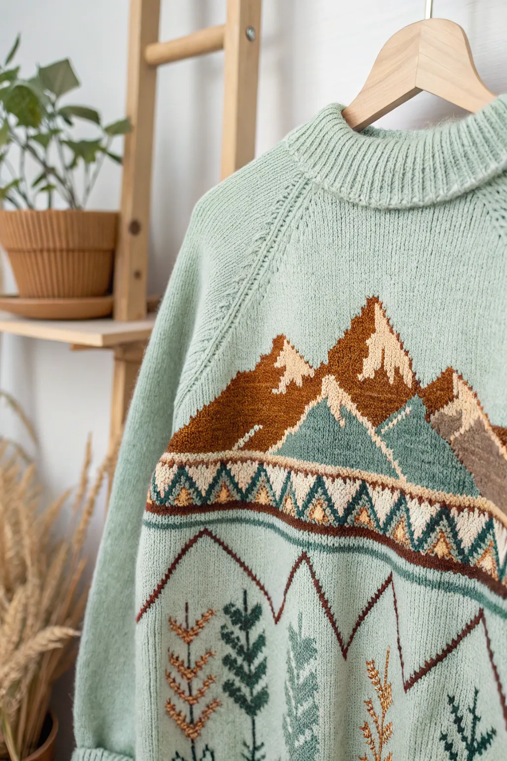 Embrace the tranquility of nature with this stunning mountain view embroidery. 🌿✨ #Craftsmanship #MinimalistBeauty