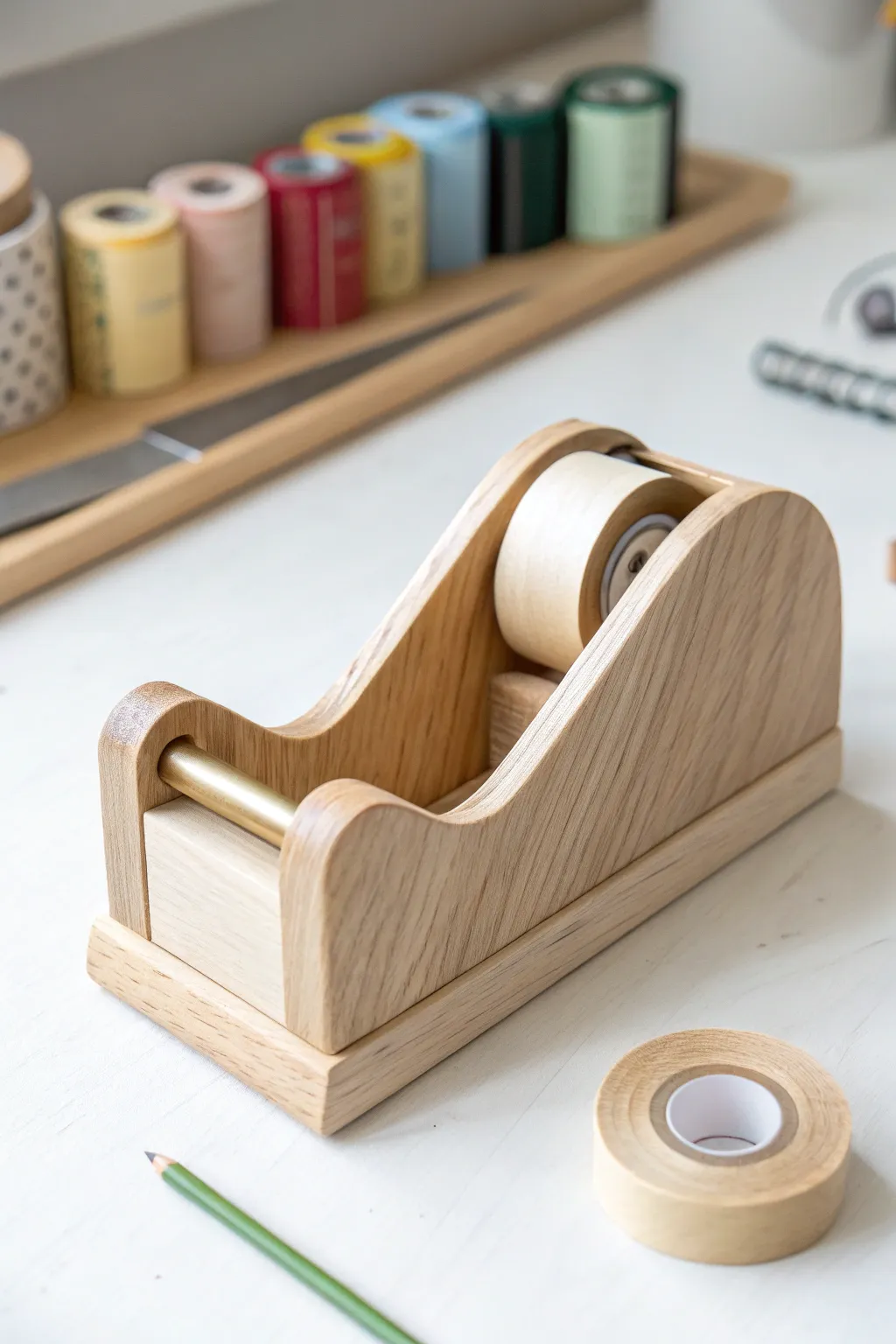 Elevate your craft space with this DIY wooden tape dispenser – where simplicity meets elegance.
