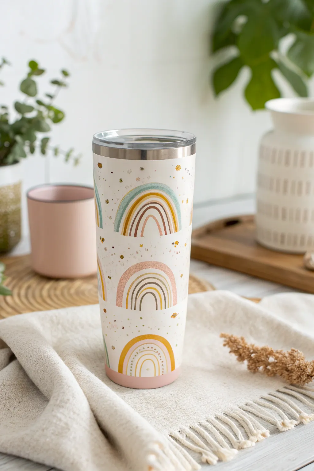 Bring joy to your day with a rainbow of possibilities! 🌈 #TeacherTumbler #ScandiBoho #MinimalistBeauty