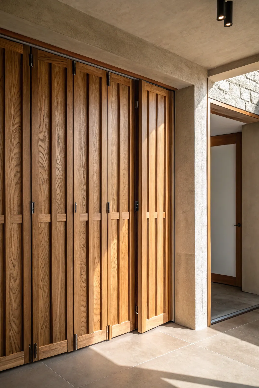 Elevate your space with the elegance of handcrafted accordion doors.