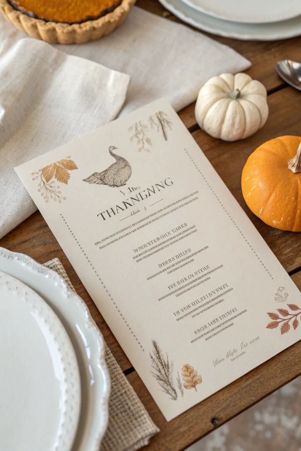 Elevate your Thanksgiving table with a bespoke menu that combines minimalist elegance with a touch of Boho charm.