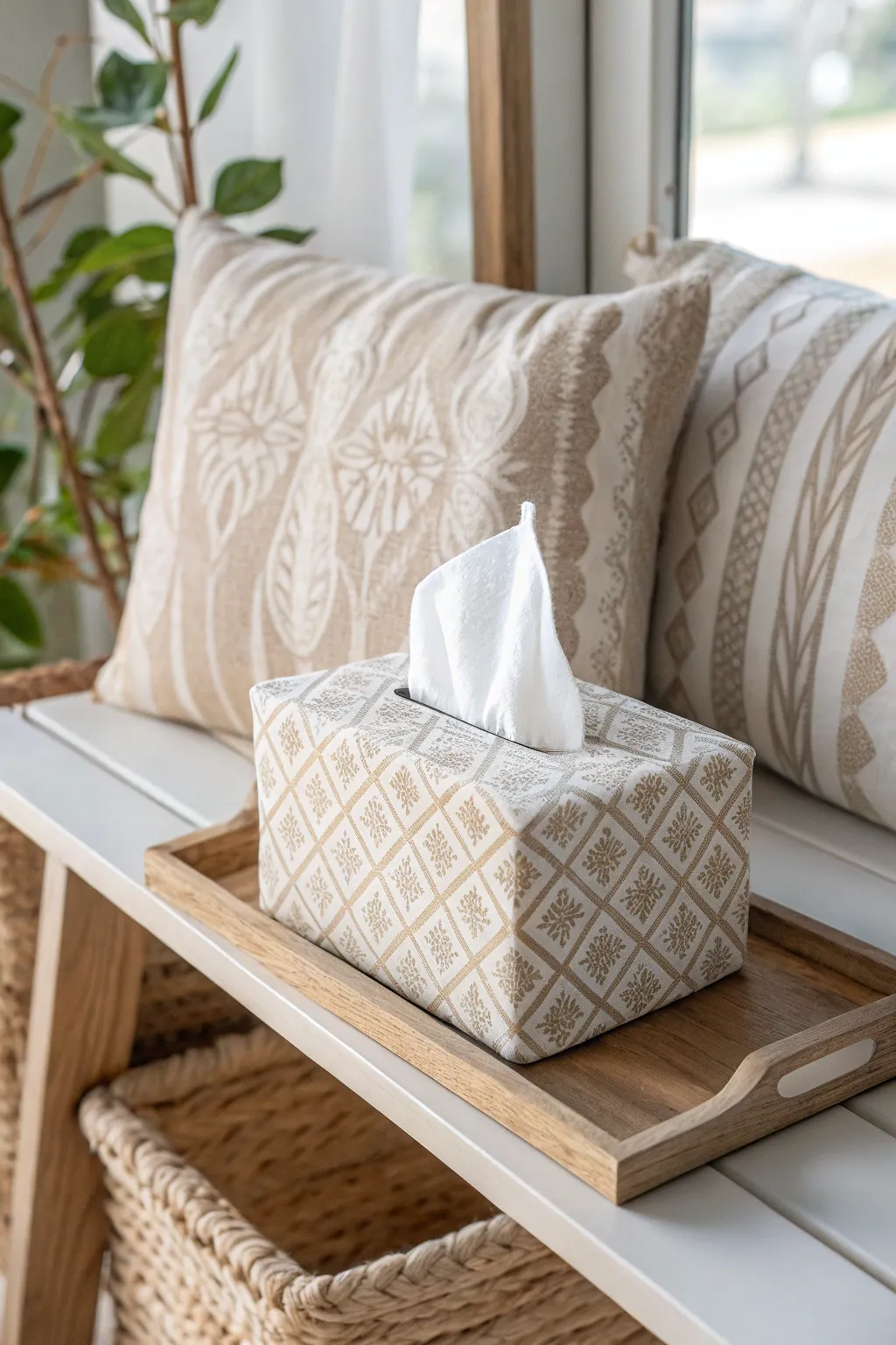 Transform your space with a touch of handmade elegance—upcycle your tissue box with a cozy fabric cover for a minimalist boho vibe!