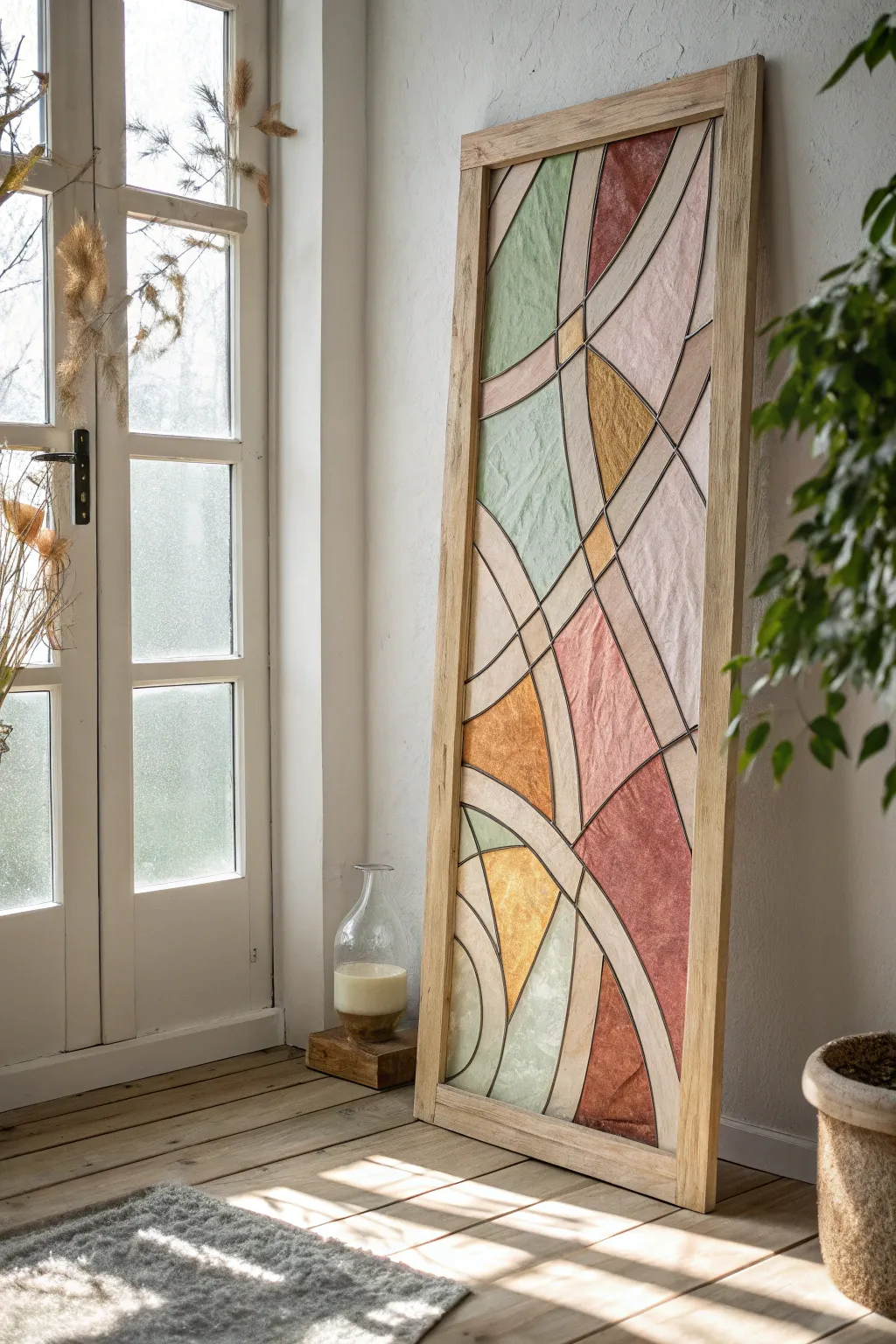 Explore the beauty of abstract art with DIY tissue paper stained glass. A perfect blend of simplicity and creativity.
