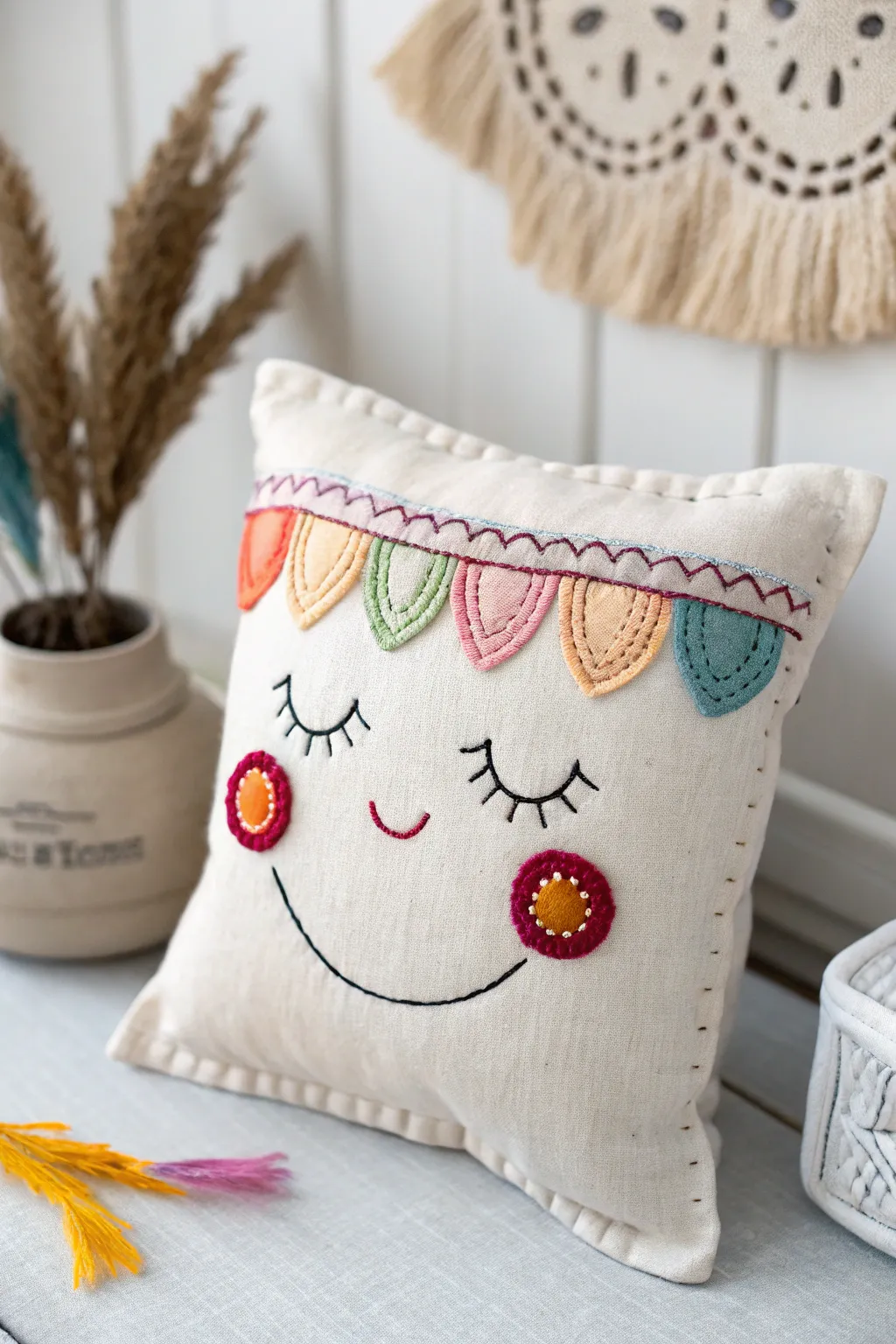 Add a whimsical touch to your child's room with this charming tooth fairy pillow, where Scandinavian minimalism meets playful boho artistry.