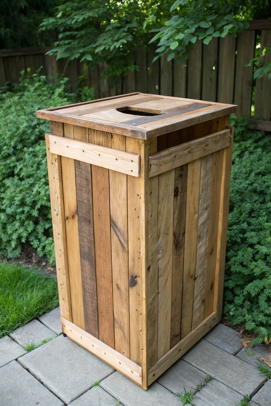 Transform your outdoor space with a DIY pallet trash can cover that combines functionality and rustic charm effortlessly.
