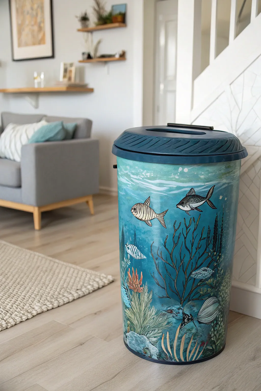 Transform your space with oceanic elegance—who knew a trash can could be this enchanting?