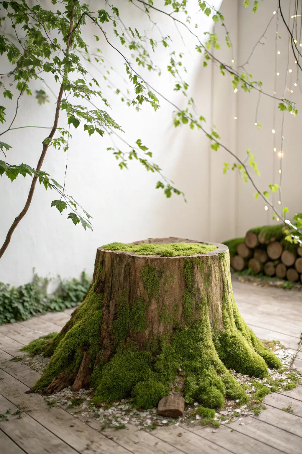 Step into an enchanted forest with this lush moss carpeted fairy garden stump. 🌿✨