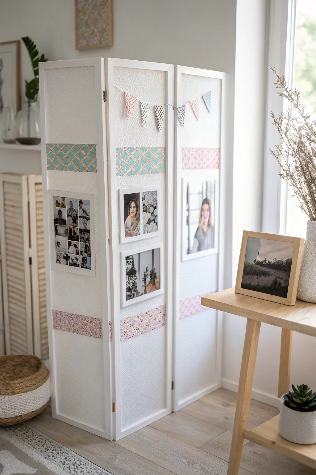 Craft your own photo memory board: A minimalist trifold display with a personal touch.