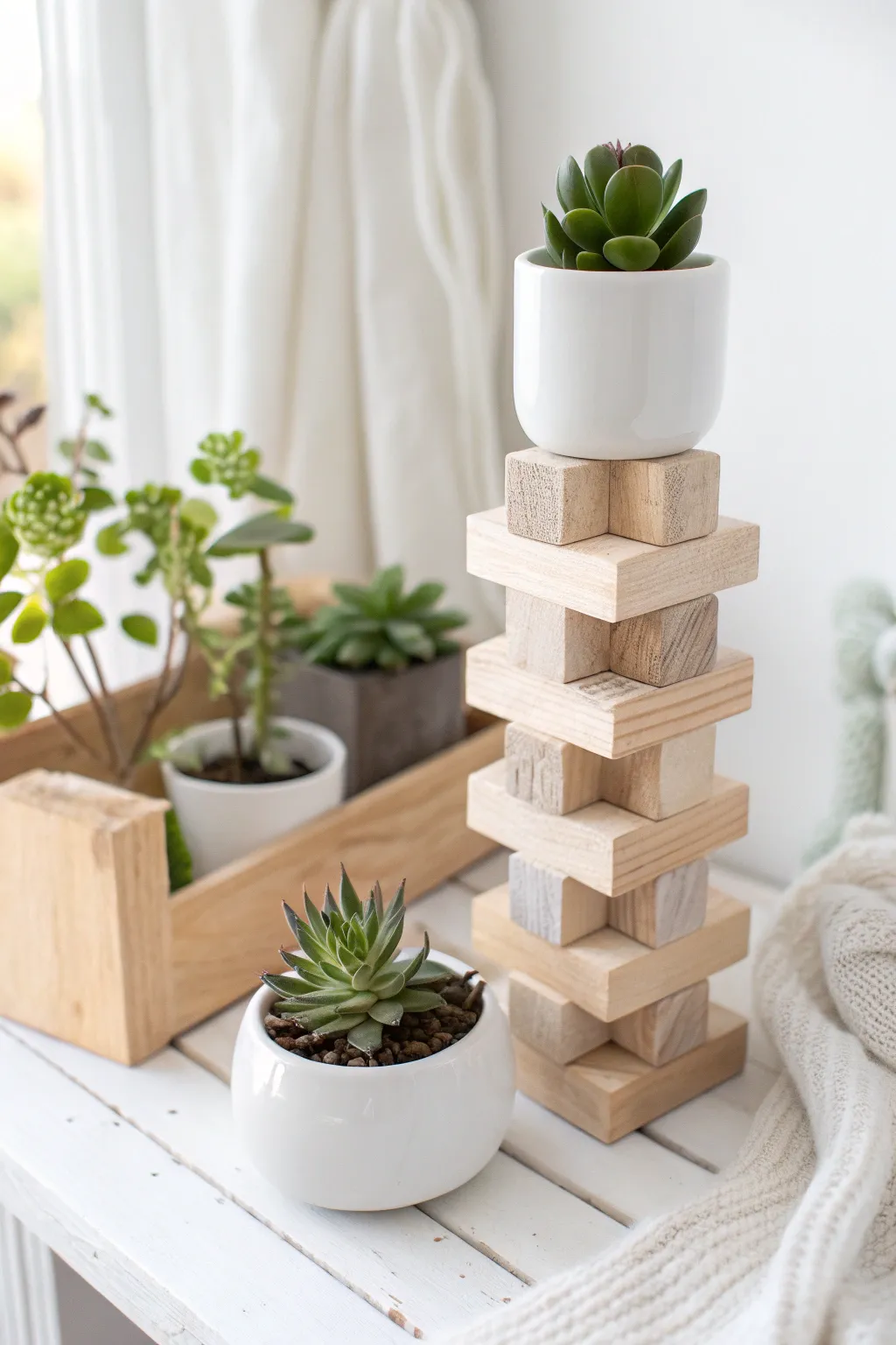 Elevate your greenery with this charming mini plant stand, a perfect blend of simplicity and style.