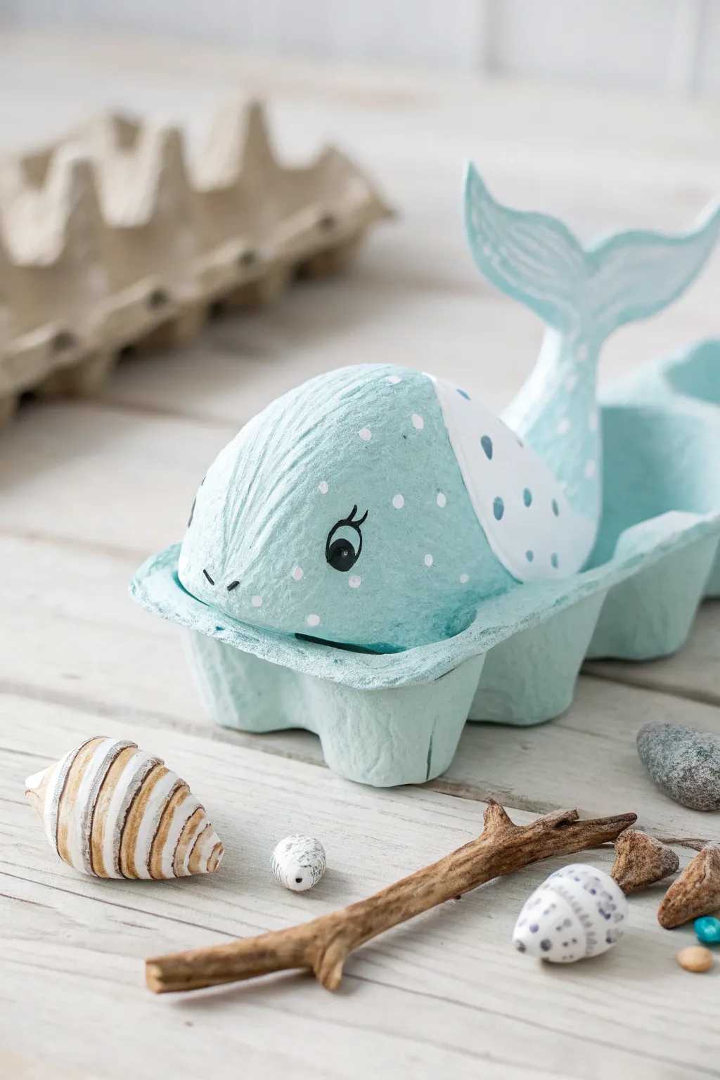 Dive into creativity with these charming egg carton whales, where simplicity meets the sea!
