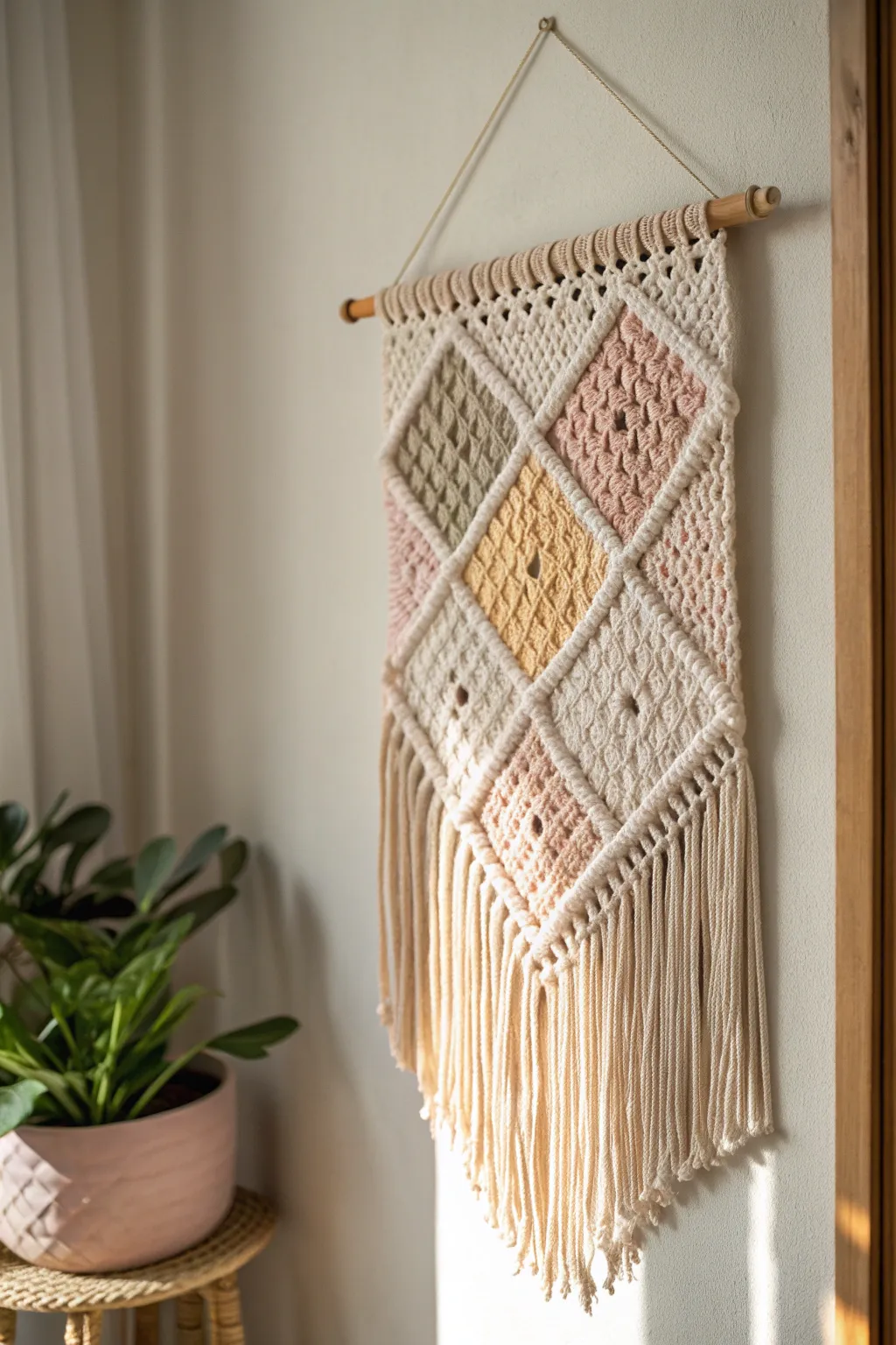 Elevate your space with the subtle beauty of textured crochet wall art—where simplicity meets artistry.