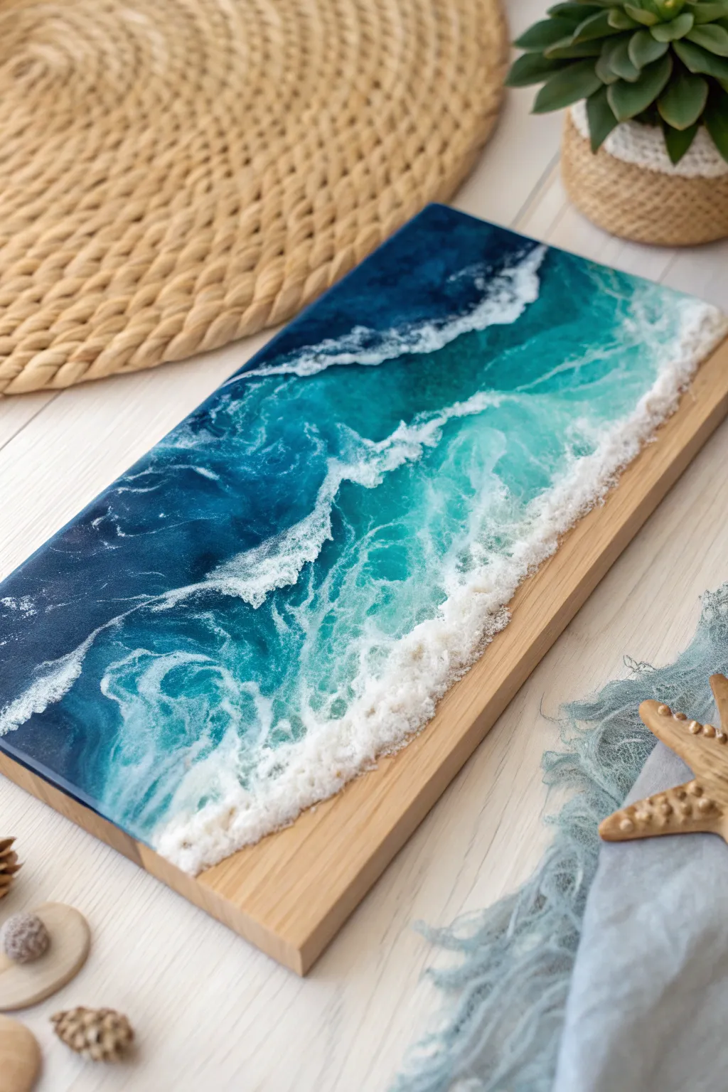 Dive into serenity with these stunning resin ocean waves, a perfect blend of artistry and nature.