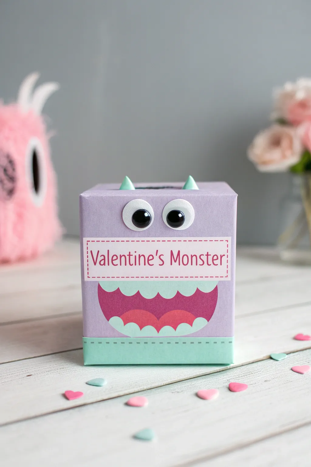 Embrace the fun of Valentine's with this delightful monster box, where creativity meets minimalist charm.
