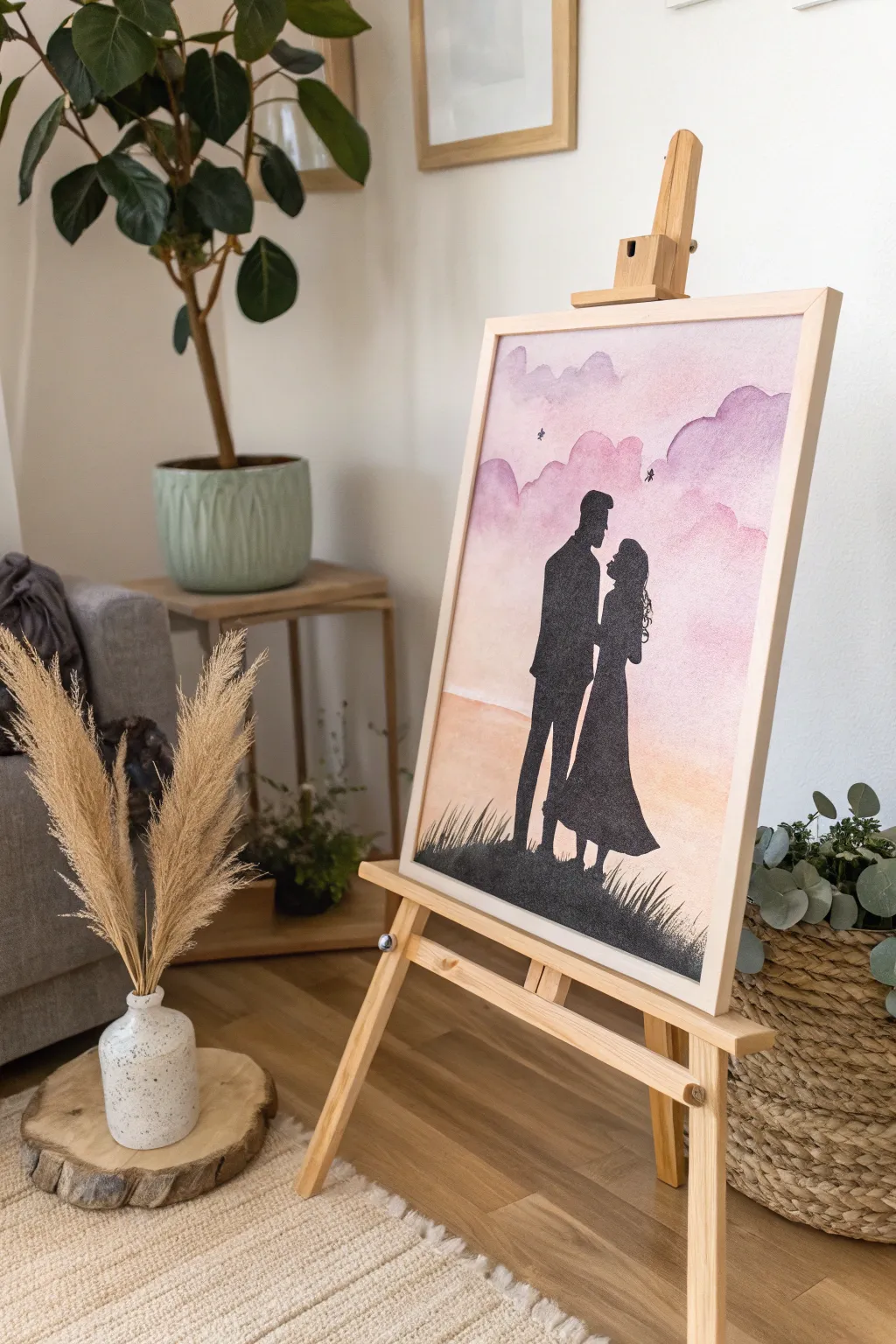 Capture your love in art with a romantic silhouette painting—perfect for a memorable Valentine's Day experience.