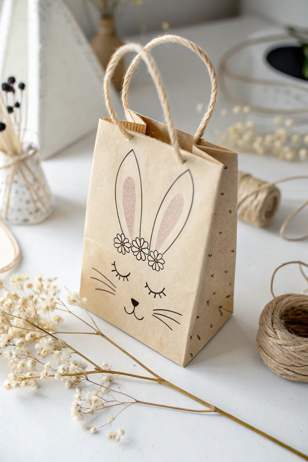 Embrace the charm of simplicity with this handcrafted bunny gift bag, perfect for Valentine’s Day surprises!