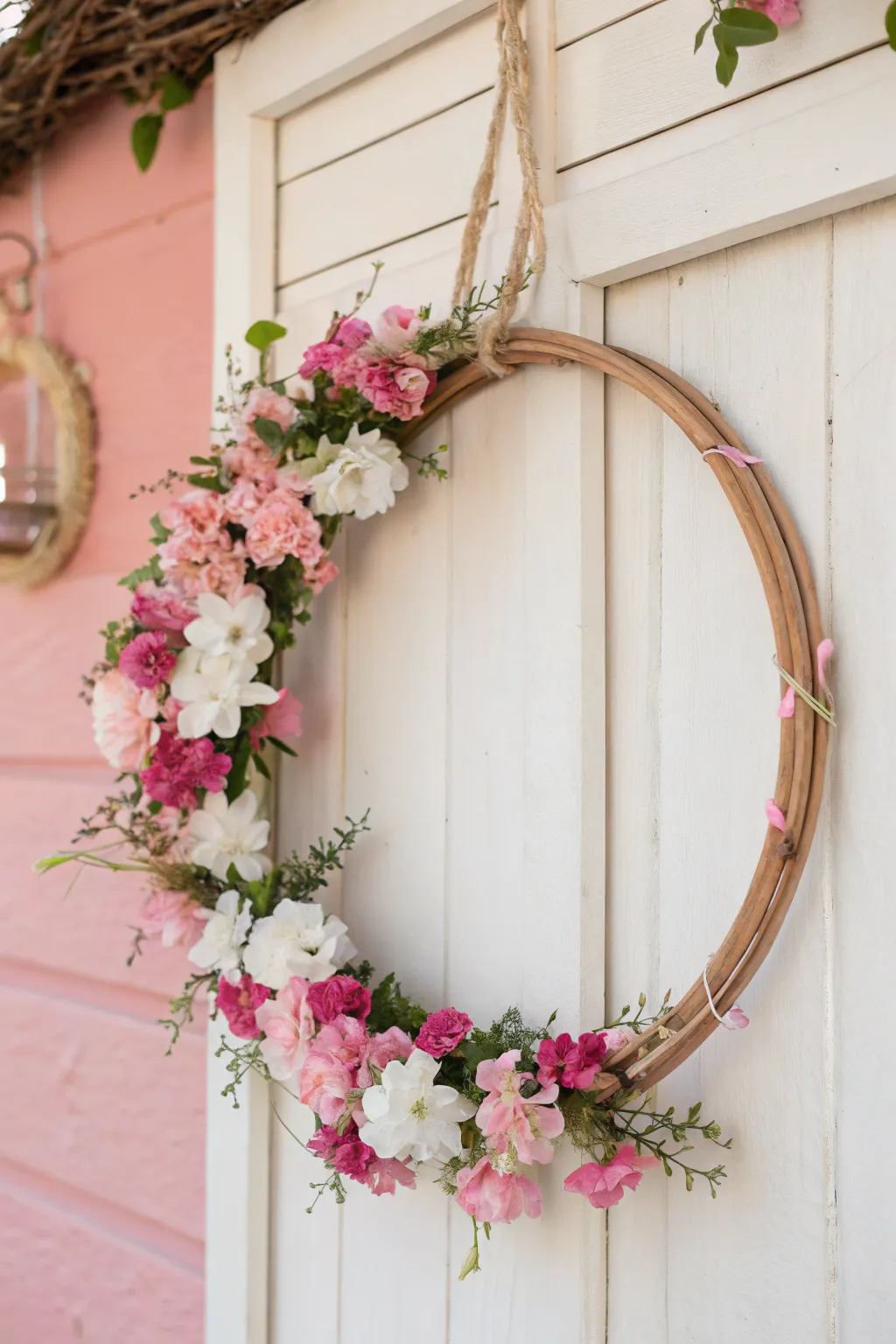 Painted wood circles bring a whimsical floral touch to any space.