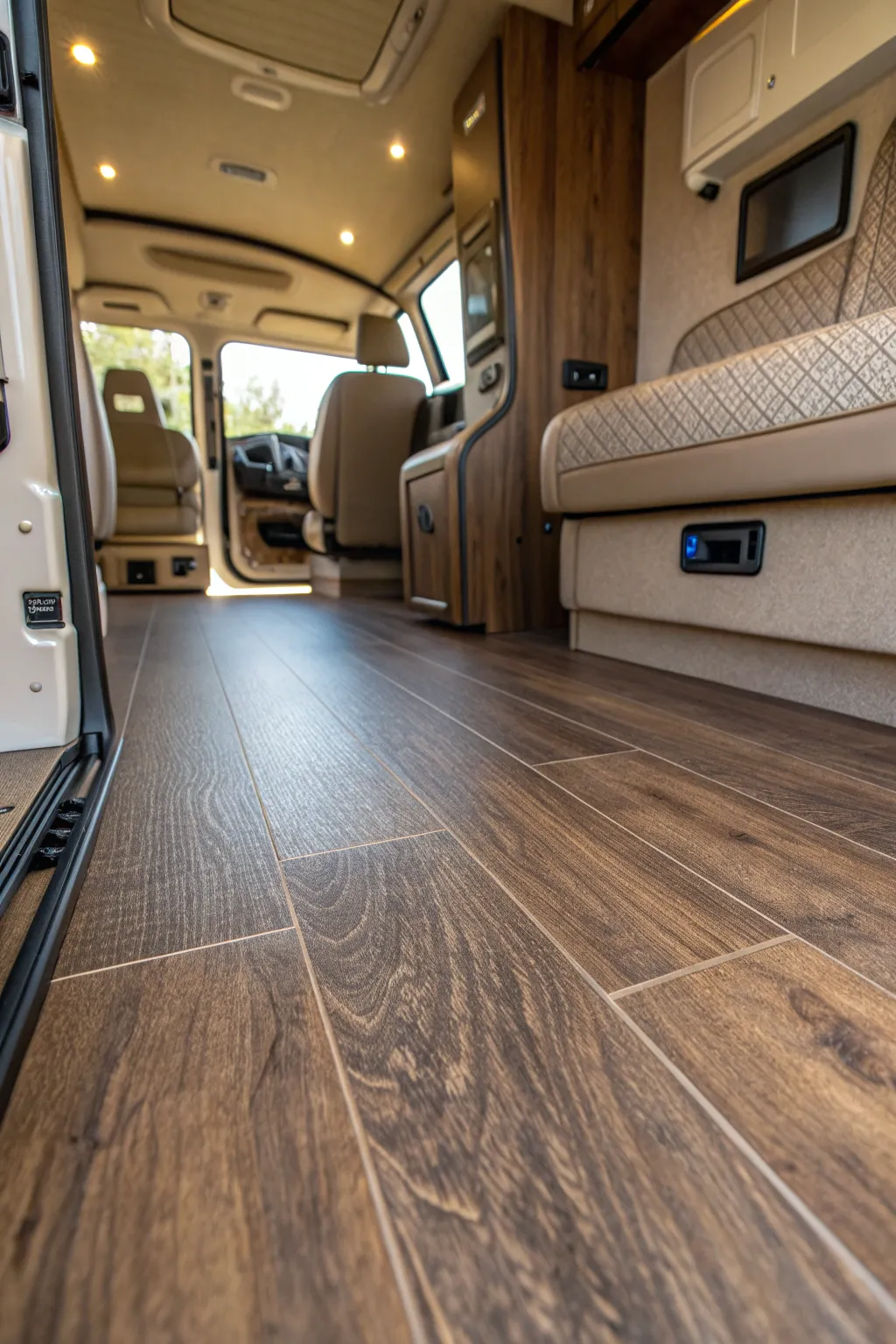 Experience the perfect blend of style and practicality with premium vinyl flooring for your van.