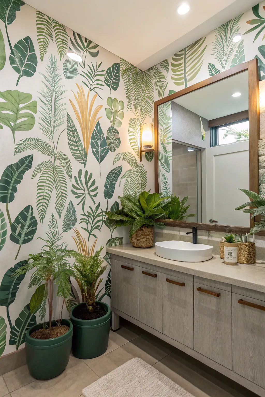 Transform your bathroom into a natural haven with botanical decals.