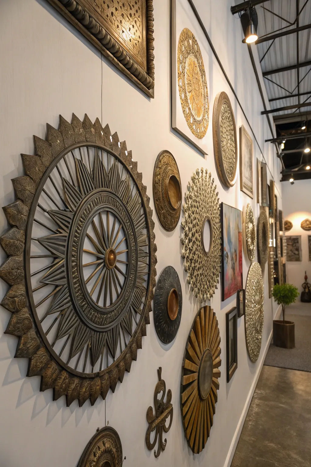 A stunning display of 3D art pieces adding depth to the room.