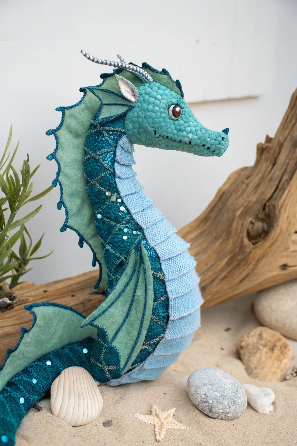 Dive into the enchanting world of aquatic elegance with this stunning water dragon puppet.
