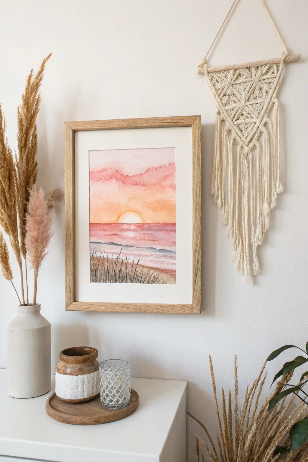 Embrace the tranquility of a watercolor sunset, where simplicity meets natural elegance.