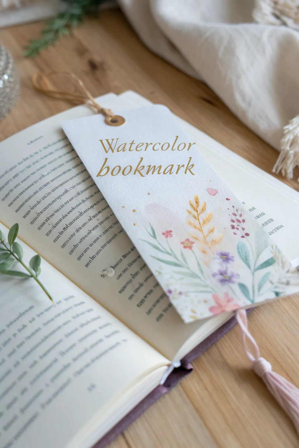 A personalized touch for every page turn: elegant watercolor bookmark with a boho flair.