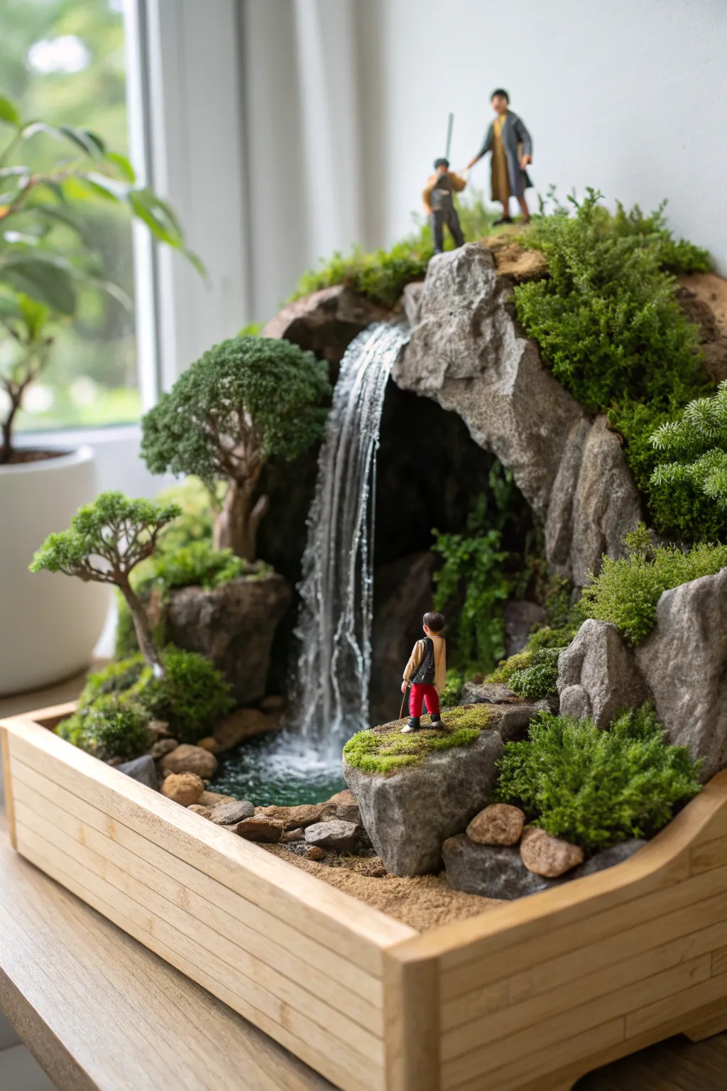 Discover the enchanting beauty of a secret grotto with this mystical waterfall diorama.