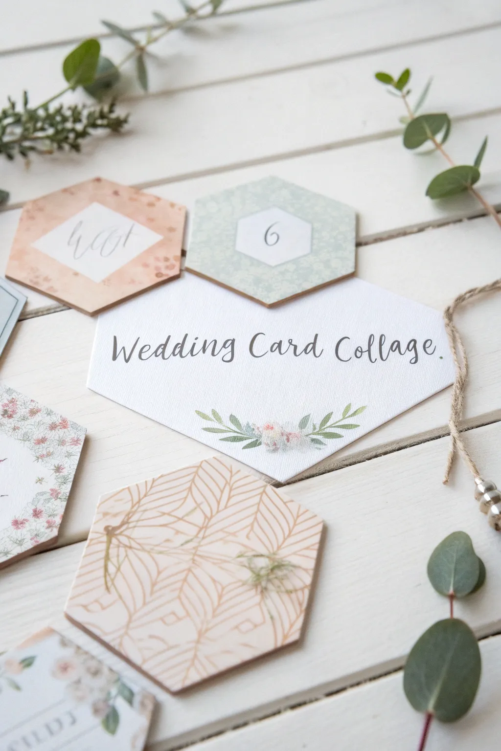 Discover the elegance of hexagonal harmony in wedding card design—where simplicity meets artistry.